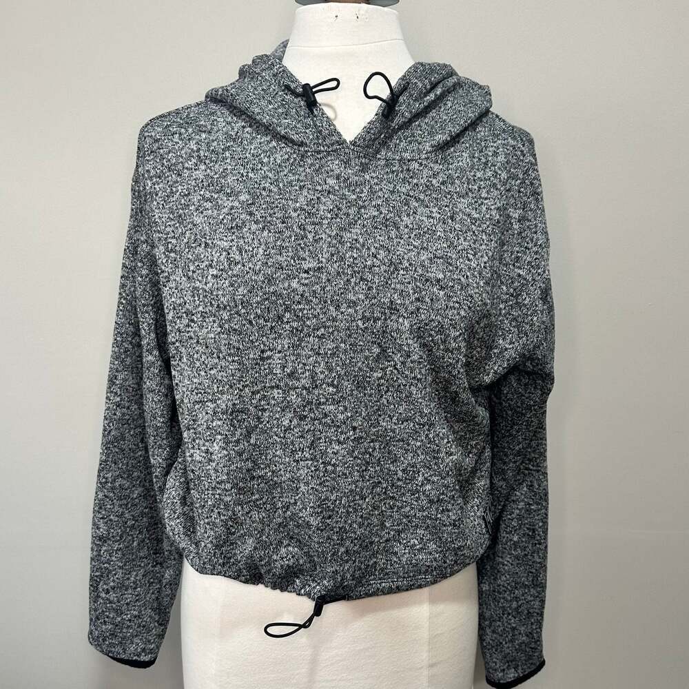 Victoria's Secret PINK Cropped Hoodie Sweater Knit Pullover Gray, Sz M